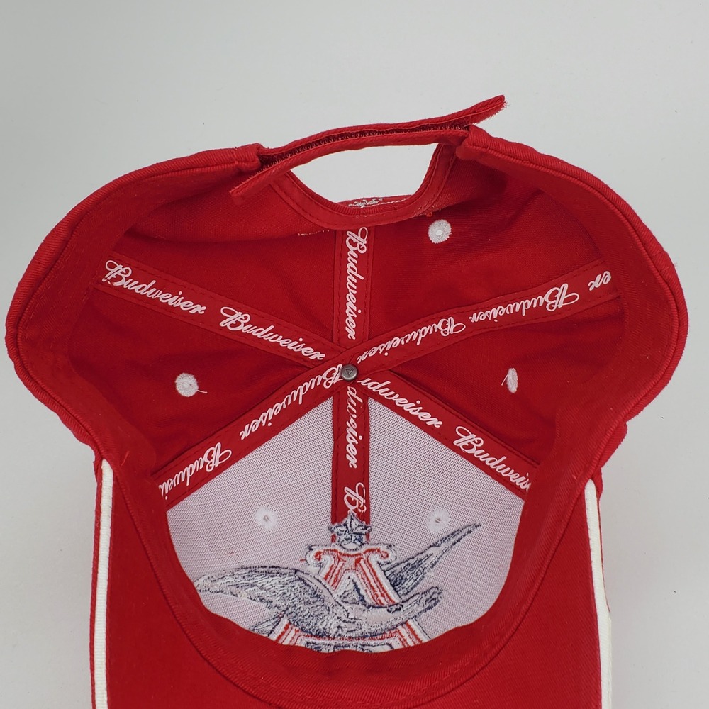 Budweiser Hat Red American Flag Eagle Logo Anheuser Busch Adjustable BaseballCap - Picture 7 of 9
